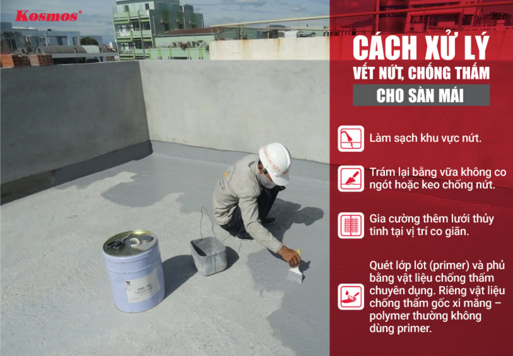 Cách xử lý vết nứt, chống thấm cho sàn mái