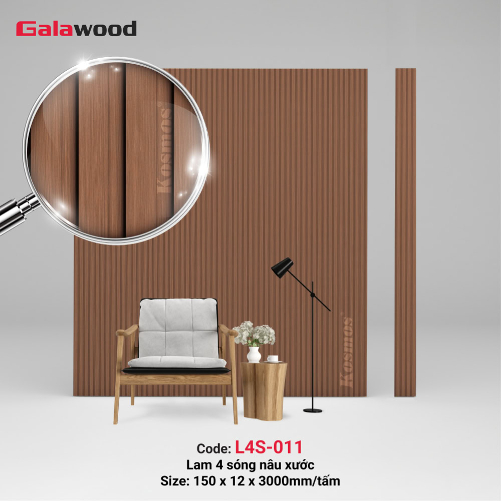 Lam 4 sóng Galawood L4S-011 màu nâu xước
