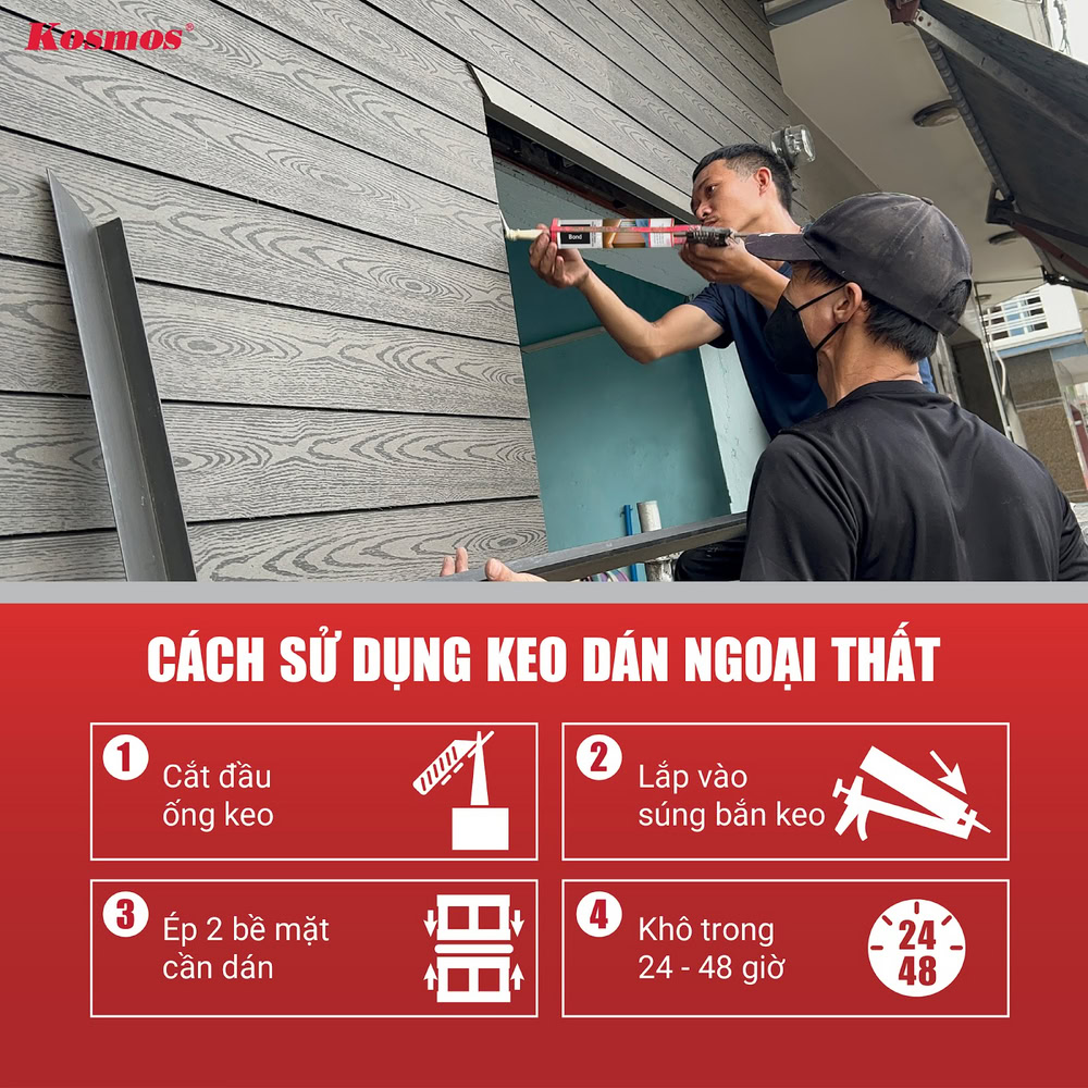 Hướng dẫn sử dụng keo dán ngoại thất Kosmos