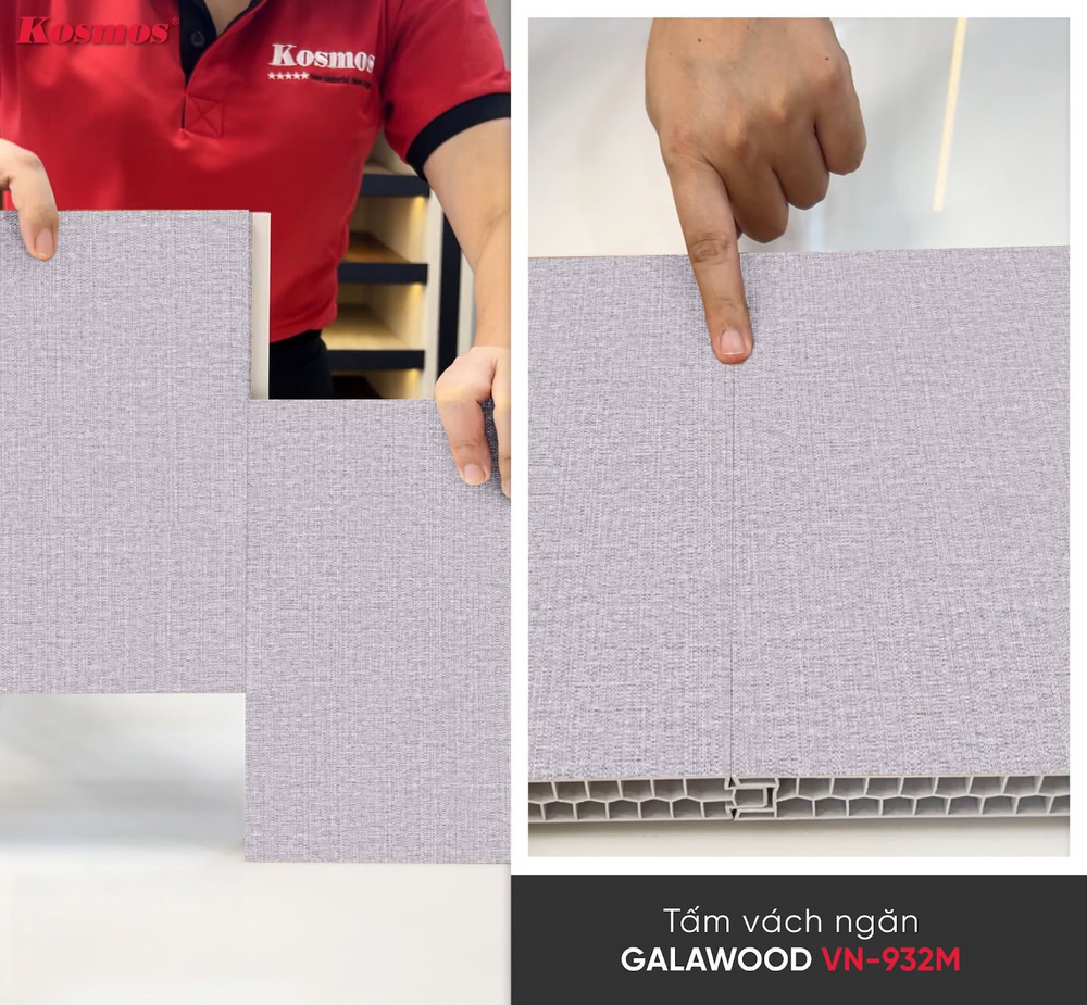 Ứng dụng tấm vách ngăn vân vải xám VN-932M