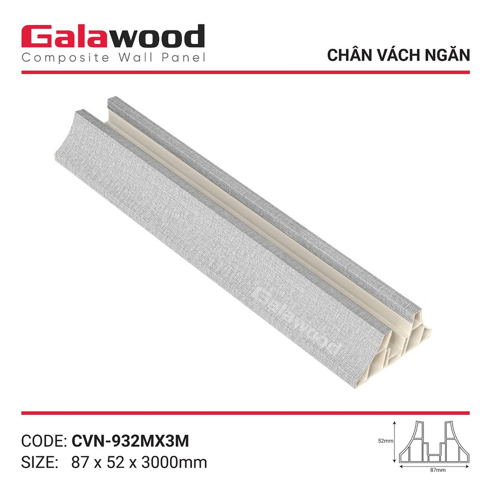 Chân vách ngăn CVN-932M là phụ kiện vách ngăn nhựa giả vải xám Galawood Chân vách ngăn CVN-932M là phụ kiện vách ngăn nhựa giả vải xám Galawood