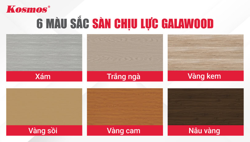 Màu sắc sàn nhựa chịu lực Galawood