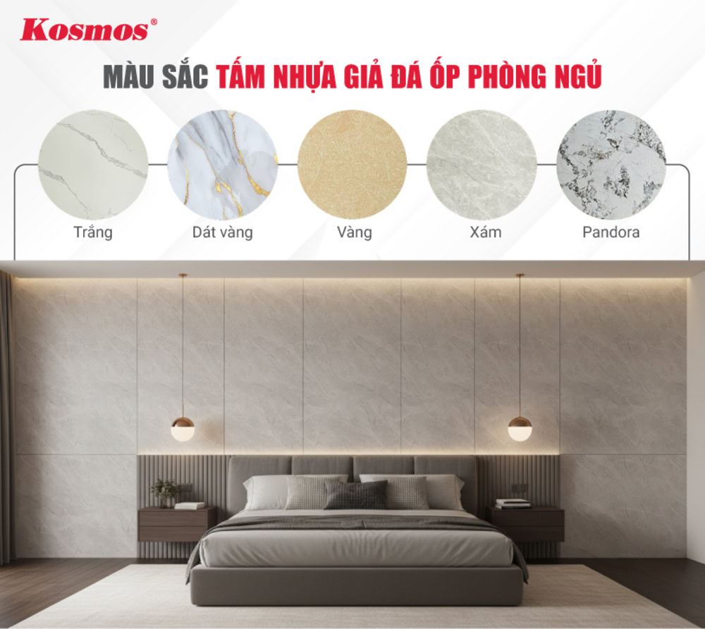 Màu sắc tấm nhựa giả đá ốp phòng ngủ