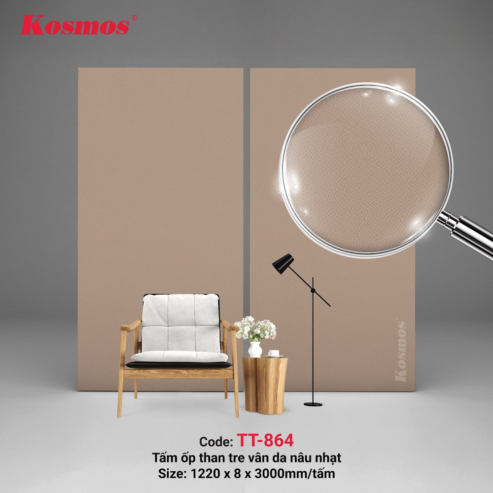 TT-864 là tấm ốp than tre vân da nâu nhạt Kosmos