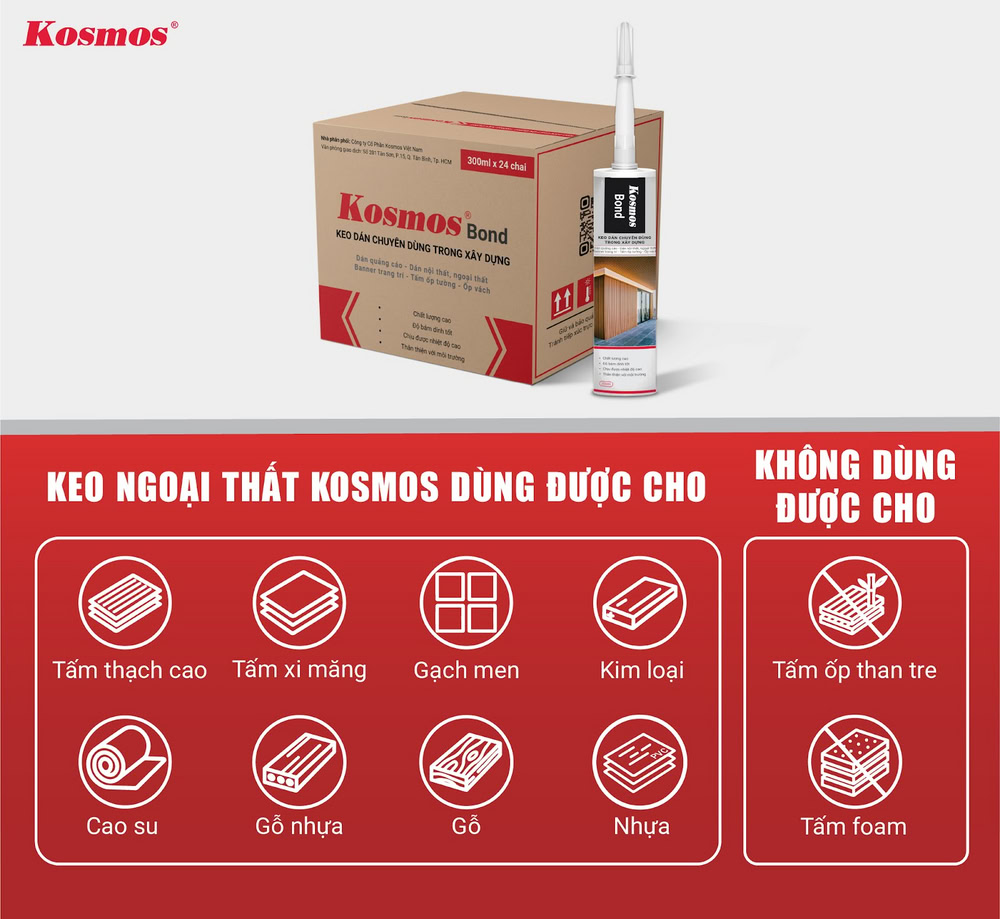Ứng dụng keo dán ngoại thất Kosmos