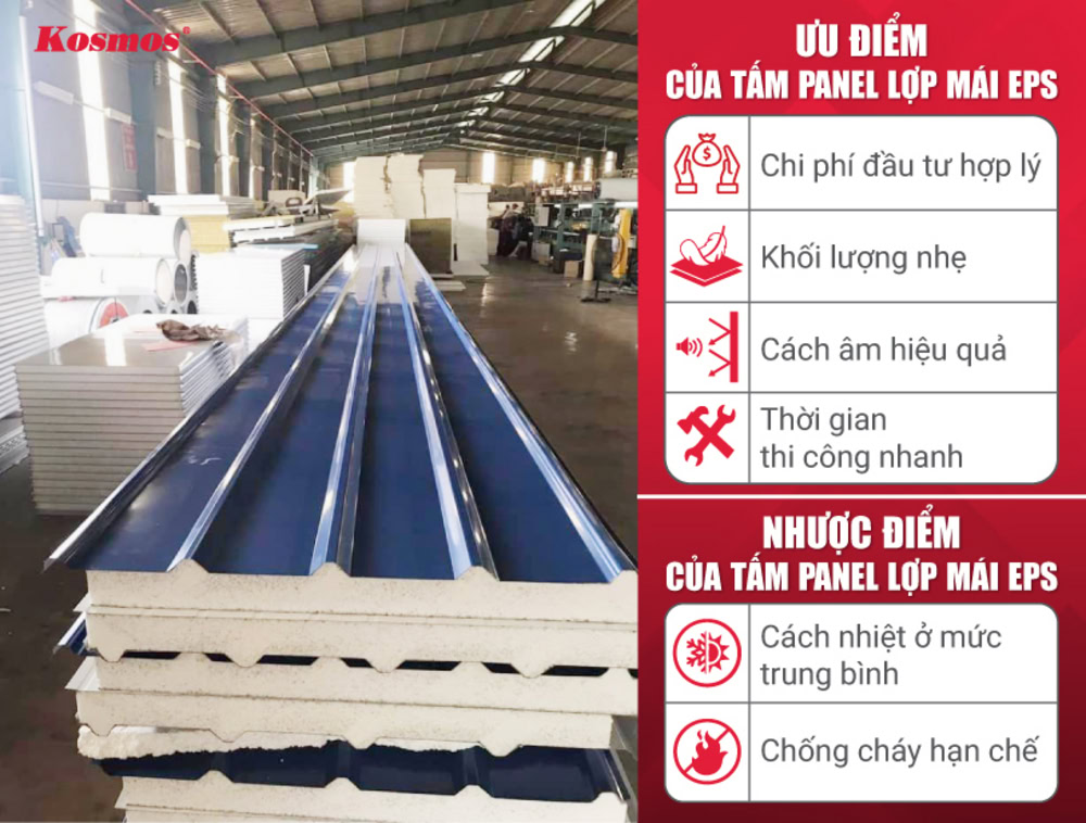 Ưu và nhược điểm của tấm lợp mái panel lõi EPS
