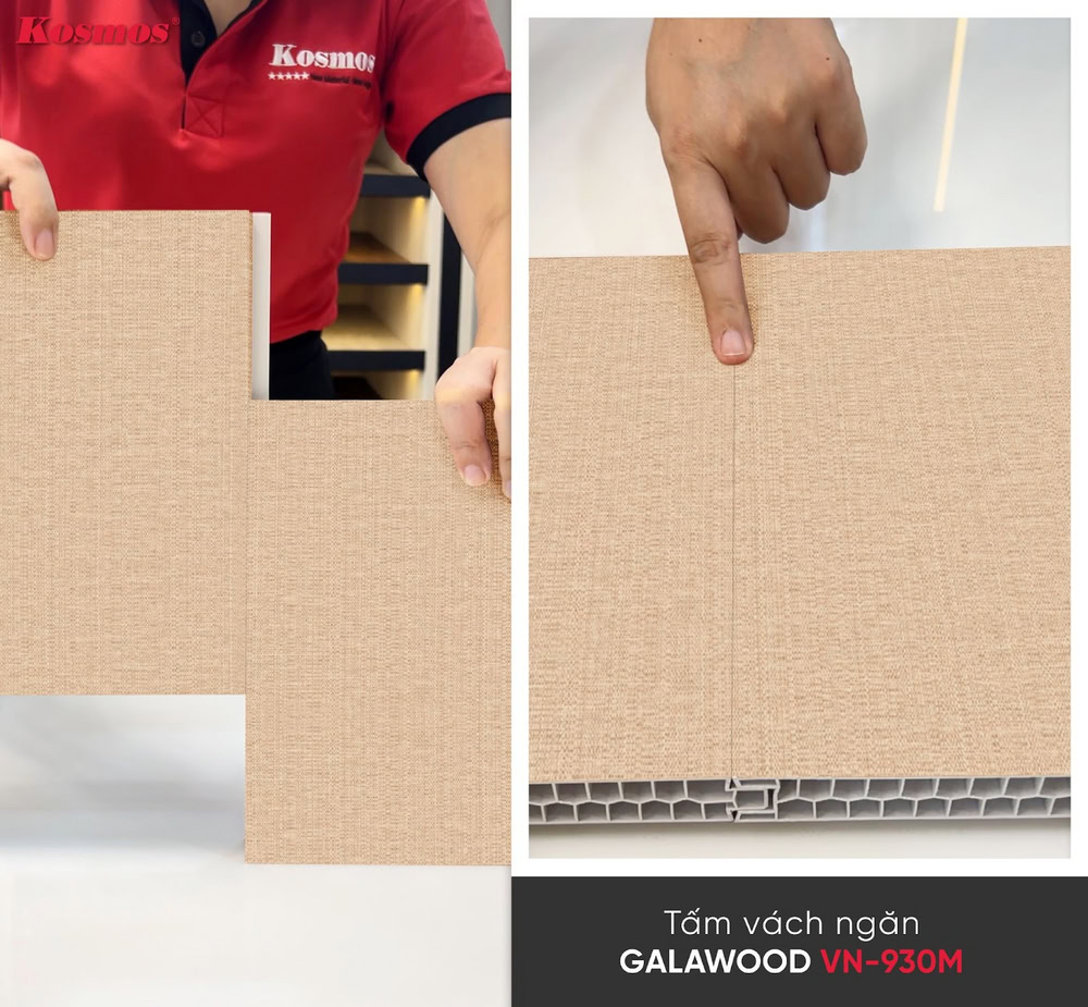 Ứng dụng tấm vách ngăn vân vải vàng nhạt VN-930M Ứng dụng tấm vách ngăn vân vải vàng nhạt VN-930M