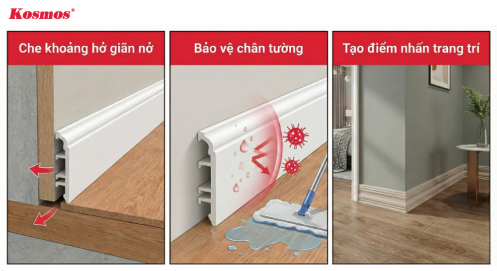 3 công dụng chính của len chân tường nhựa PVC 3 công dụng chính của len chân tường nhựa PVC