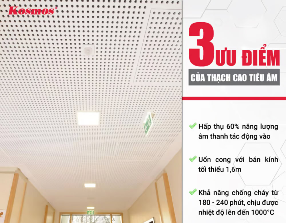 3 ưu điểm của thạch cao tiêu âm 3 ưu điểm của thạch cao tiêu âm