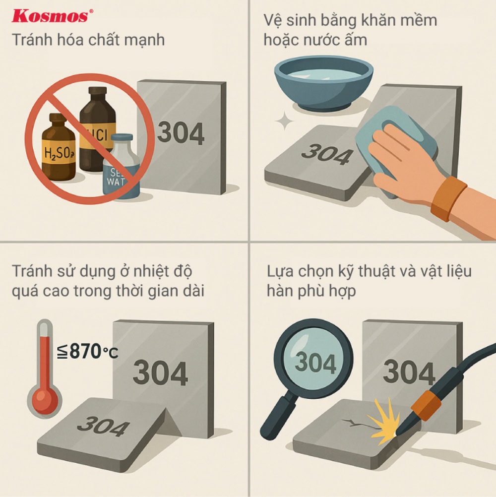 4 lưu ý khi sử dụng thép không gỉ 304