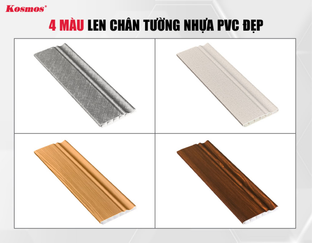 4 màu len chân tường nhựa PVC đẹp 4 màu len chân tường nhựa PVC đẹp