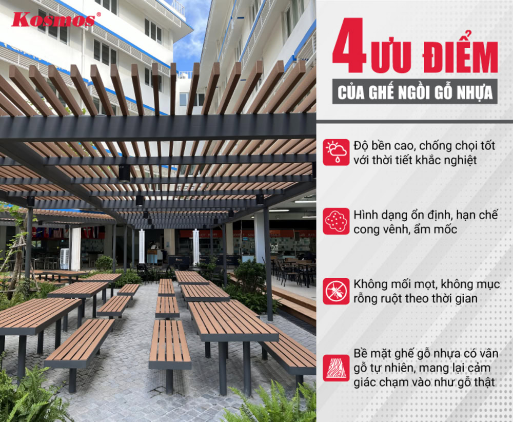 4 ưu điểm của ghế ngồi gỗ nhựa