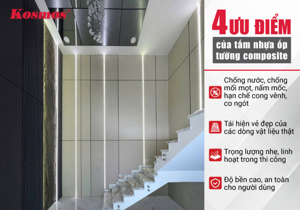 4 ưu điểm của tấm nhựa ốp tường composite