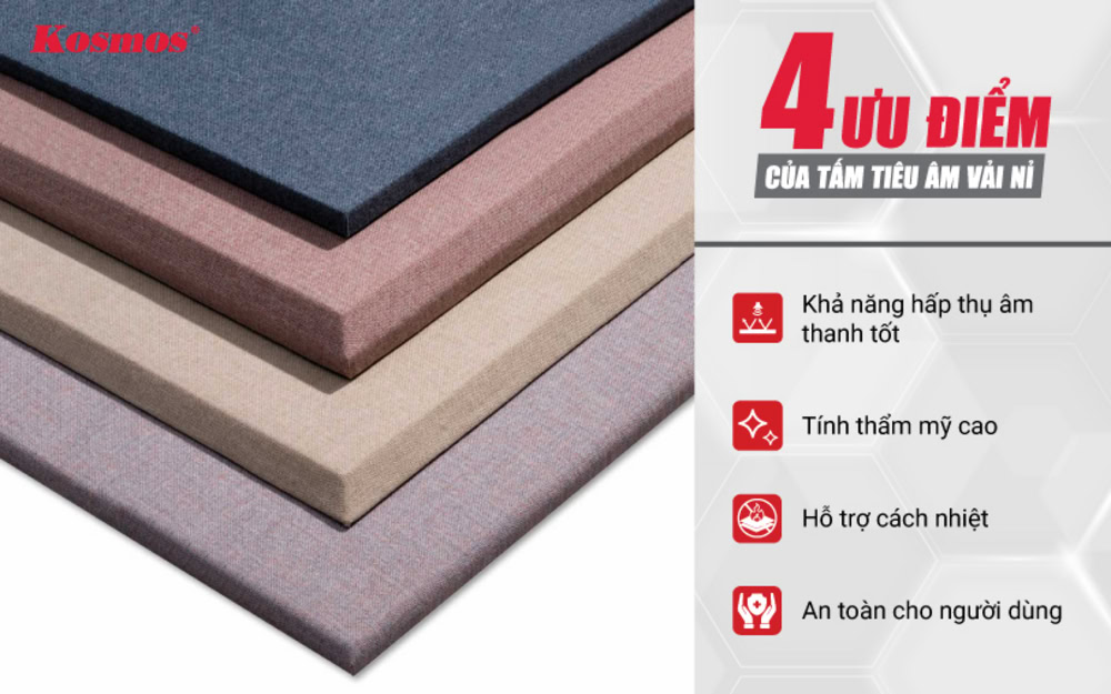 4 ưu điểm của tấm tiêu âm vải nỉ