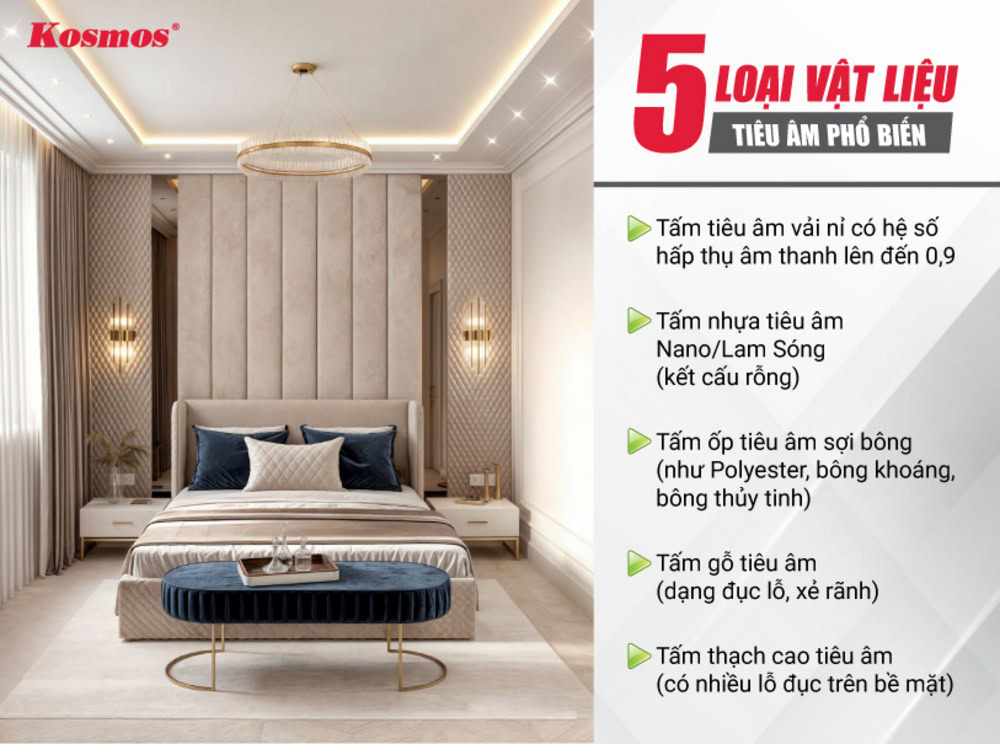 5 loại vật liệu tiêu âm phổ biến