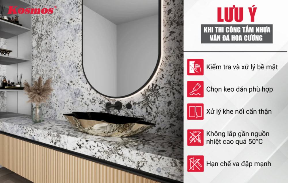 5 lưu ý khi lắp đặt tấm ốp PVC vân đá Granite