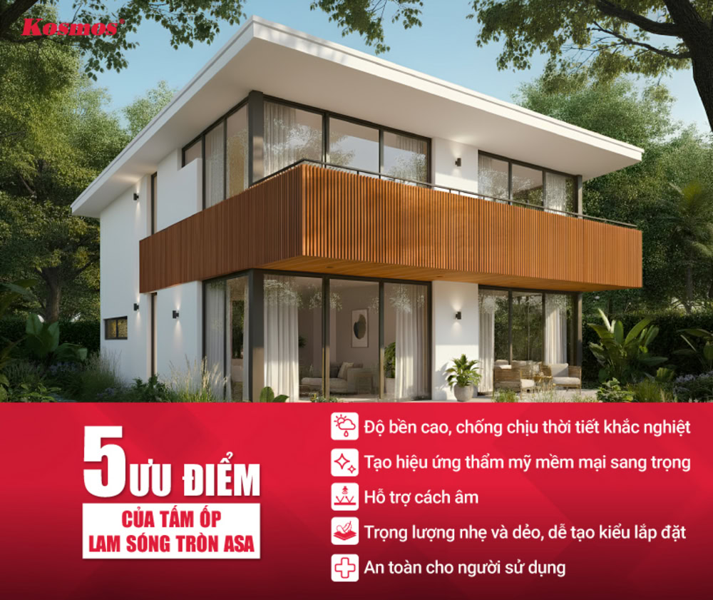 5 ưu điểm của tấm ốp lam sóng tròn ASA