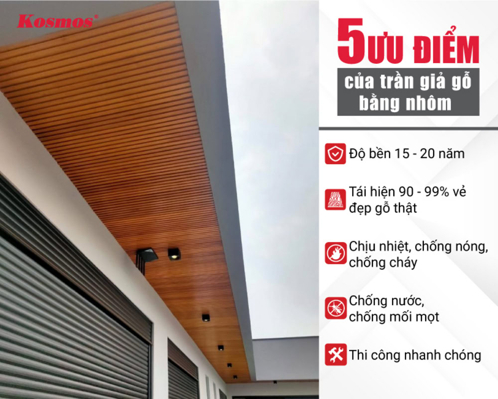 5 ưu điểm của trần nhôm vân gỗ