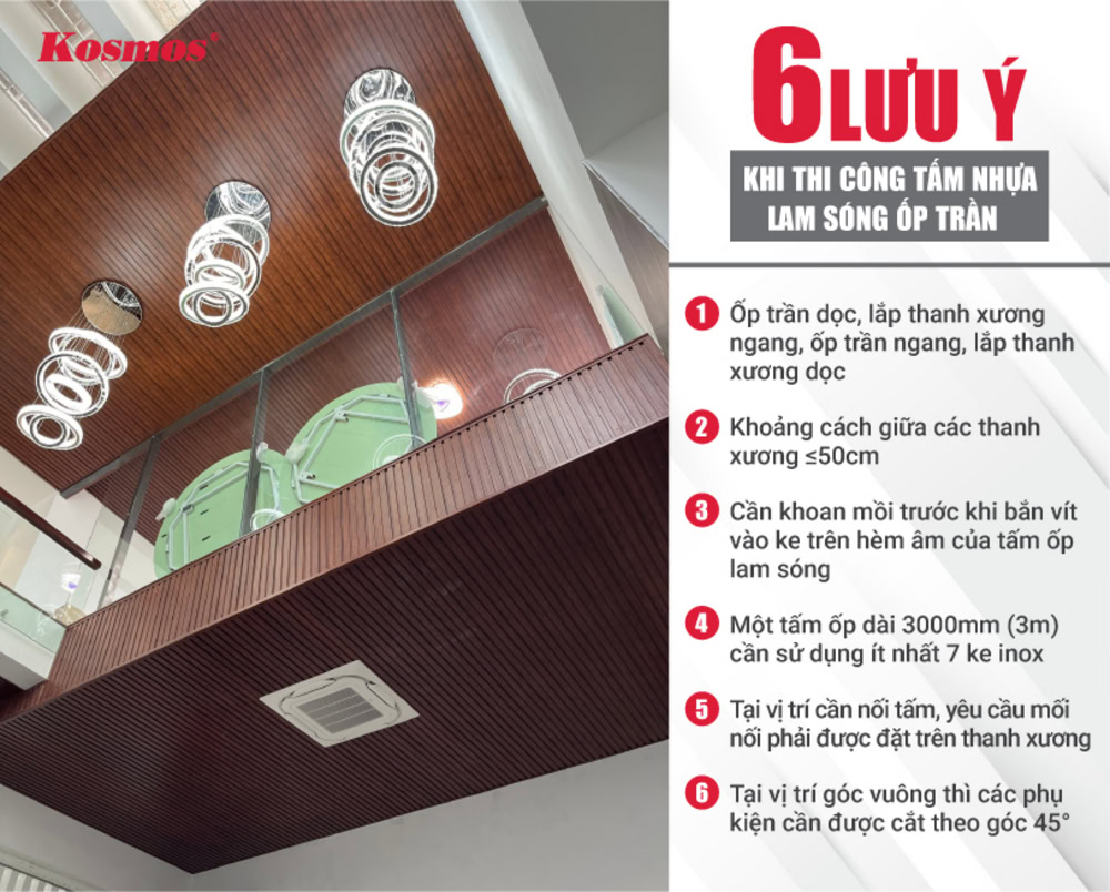 6 lưu ý khi thi công tấm nhựa lam sóng ốp trần