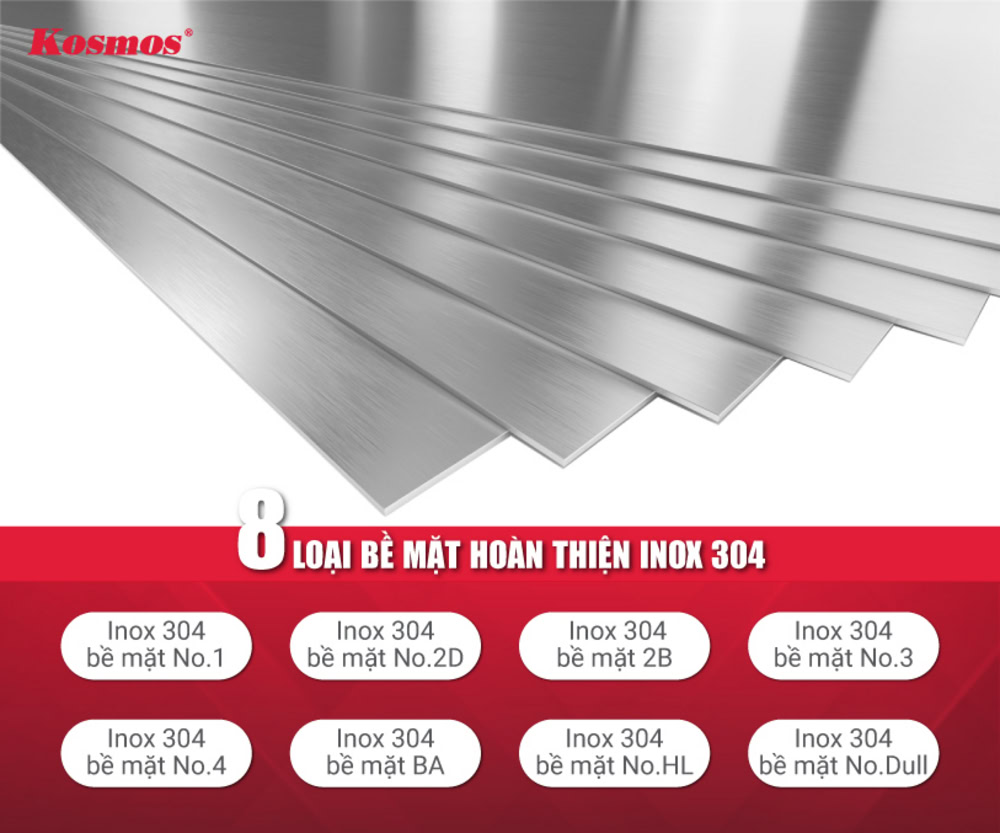 8 loại bề mặt hoàn thiện inox 304