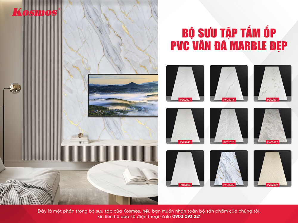 Bộ sưu tập tấm ốp PVC vân đá Marble đẹp