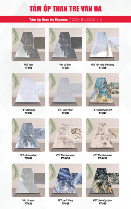 Bộ sưu tập tấm ốp than tre vân đá đẹp