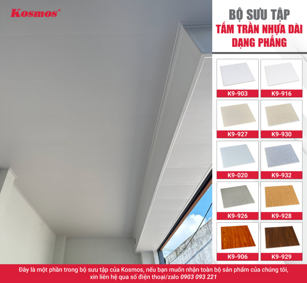 Bộ sưu tập tấm trần nhựa dài dạng phẳng