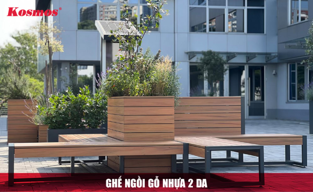 Ghế ngồi gỗ nhựa 2 da