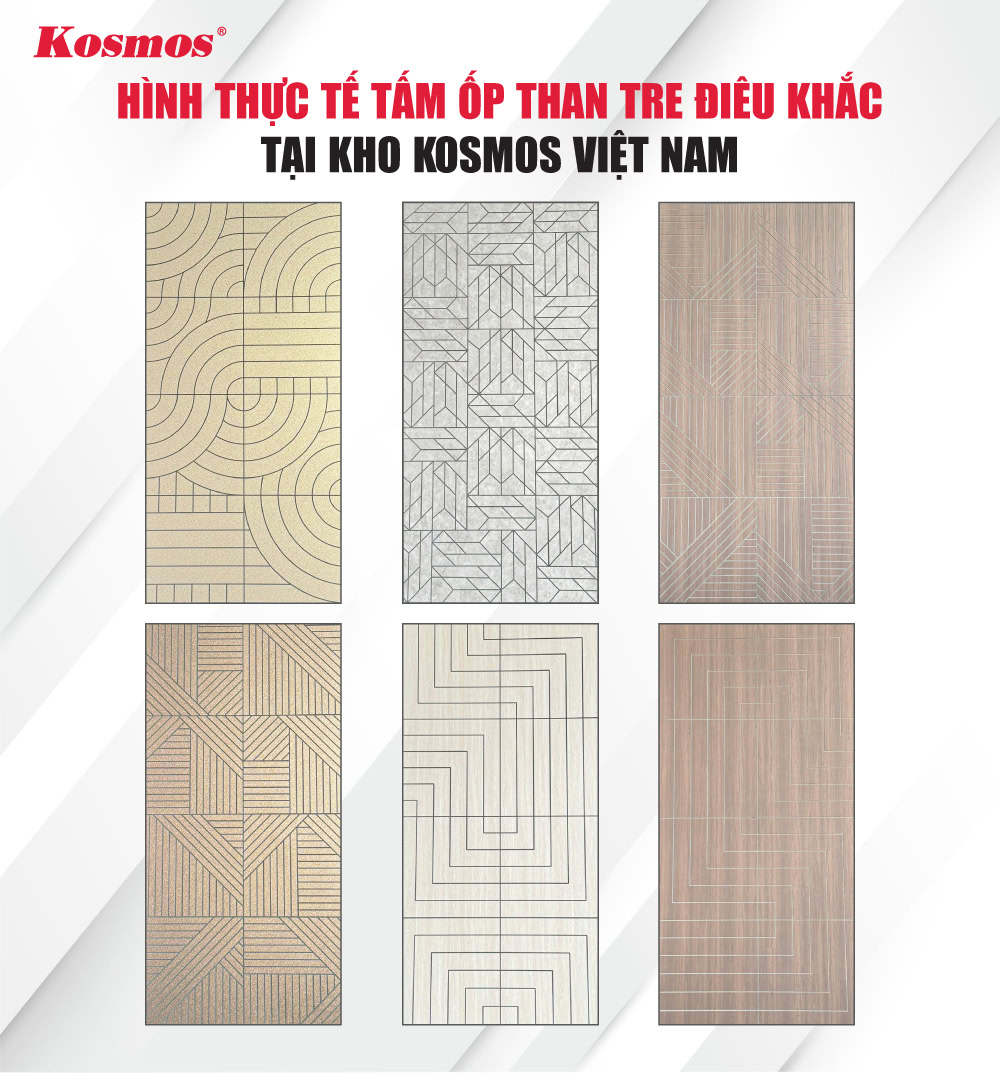 Hình thực tế tấm ốp than tre điêu khắc tại kho Kosmos Hình thực tế tấm ốp than tre điêu khắc tại kho Kosmos