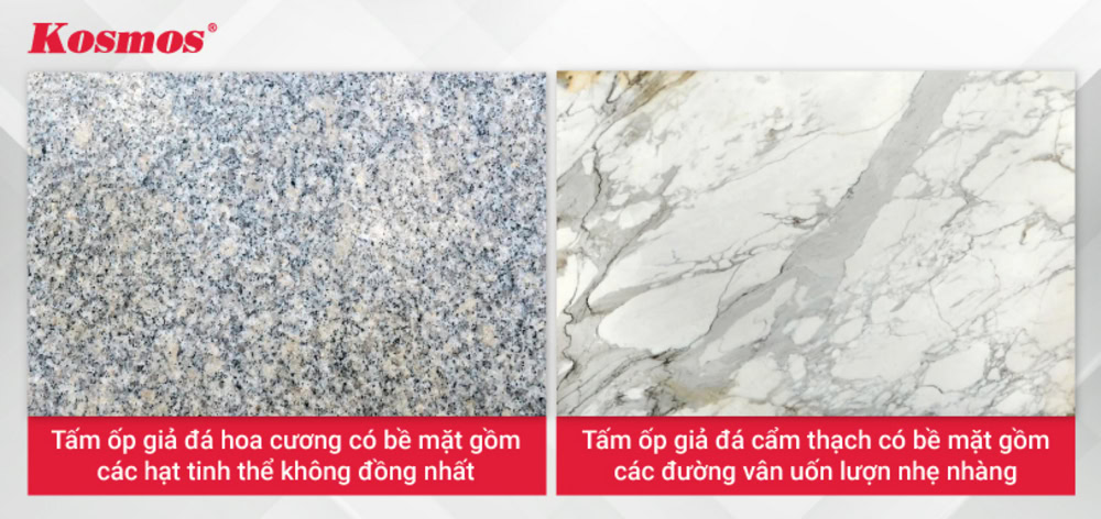 Họa tiết bề mặt của tấm giả đá Granite và tấm vân đá Marble