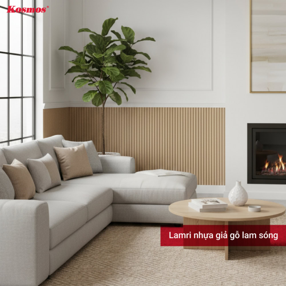Lamri nhựa giả gỗ lam sóng