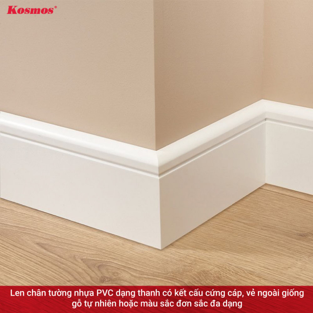 Len chân tường nhựa PVC dạng thanh cứng cáp Len chân tường nhựa PVC dạng thanh cứng cáp