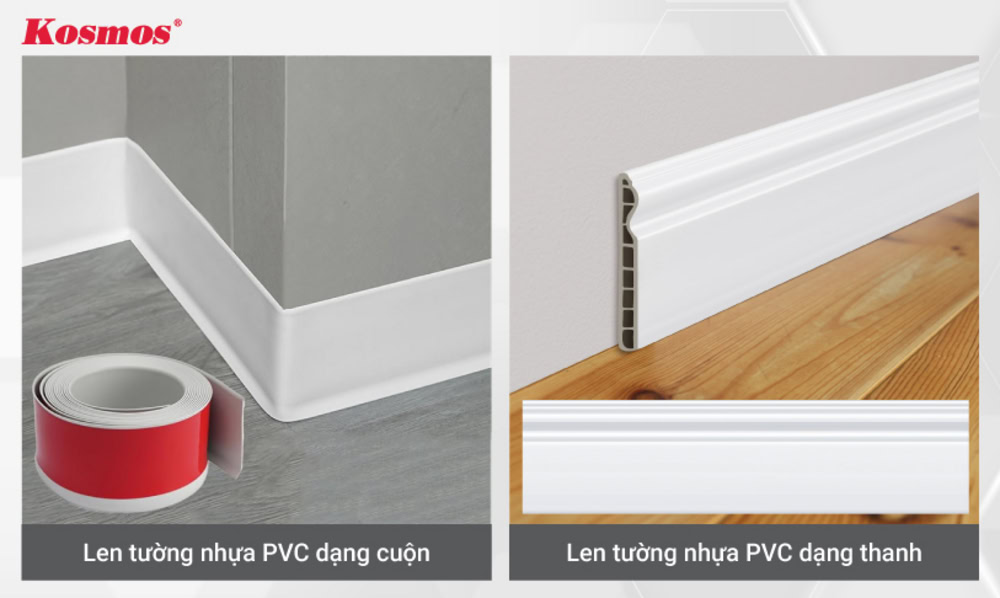 Len tường nhựa PVC dạng cuộn và dạng thanh Len tường nhựa PVC dạng cuộn và dạng thanh