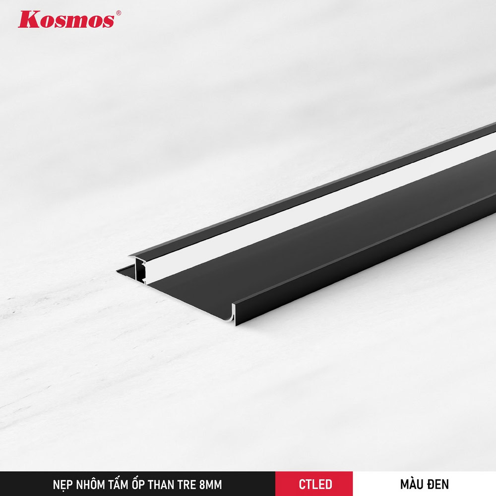 Nẹp CTLED-D tông đen hấp thụ ánh sáng tốt, giúp ánh sáng LED được hắt ra nổi rõ và tạo hiệu ứng tương phản mạnh.