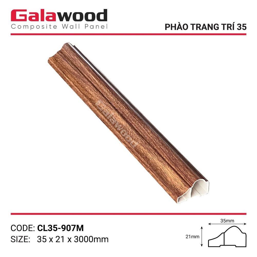 Phào chỉ lệch CL35-907M màu đỏ cam trang trí nội thất
