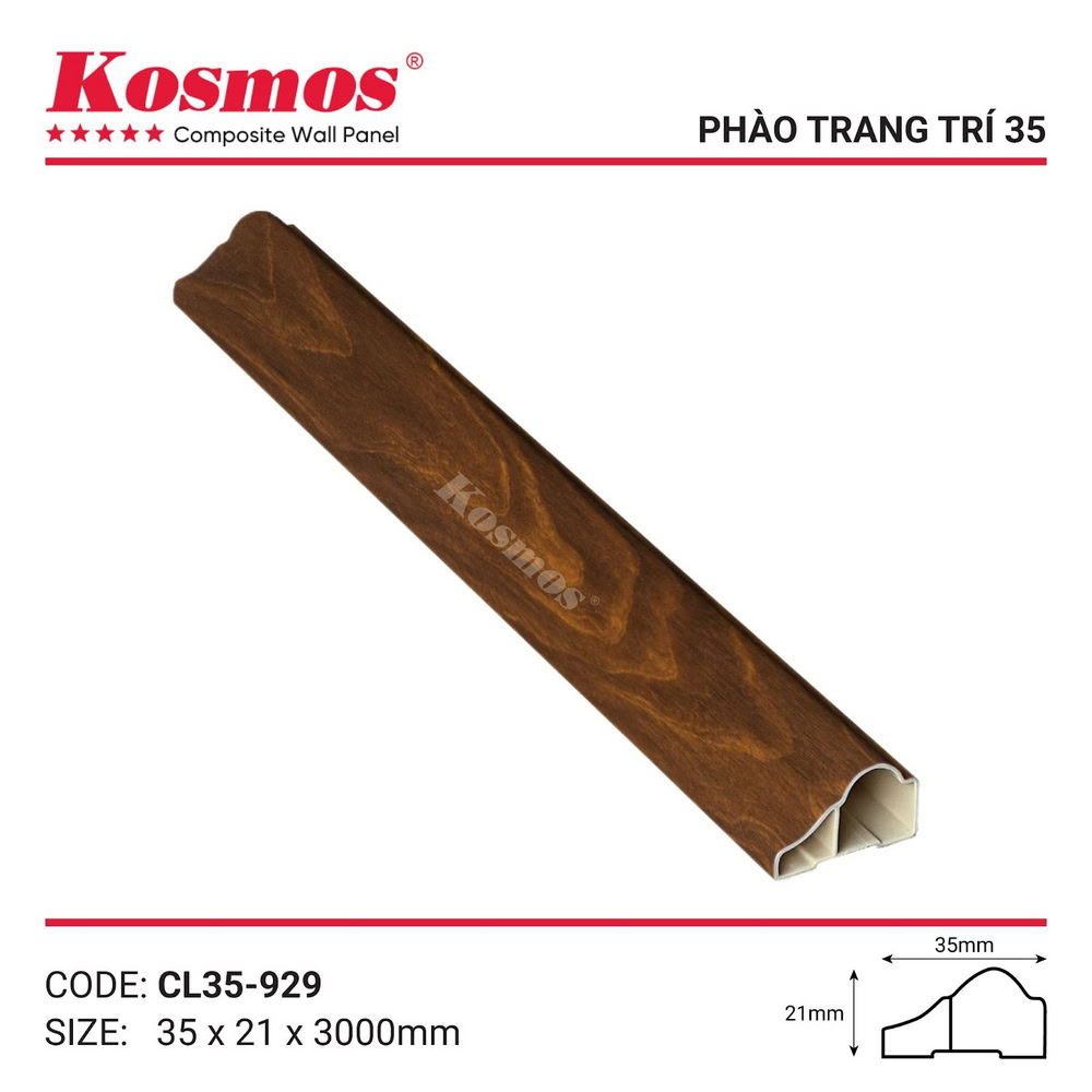 Phào chỉ lệch trang trí nội thất nâu vân gỗ mã CL35-929