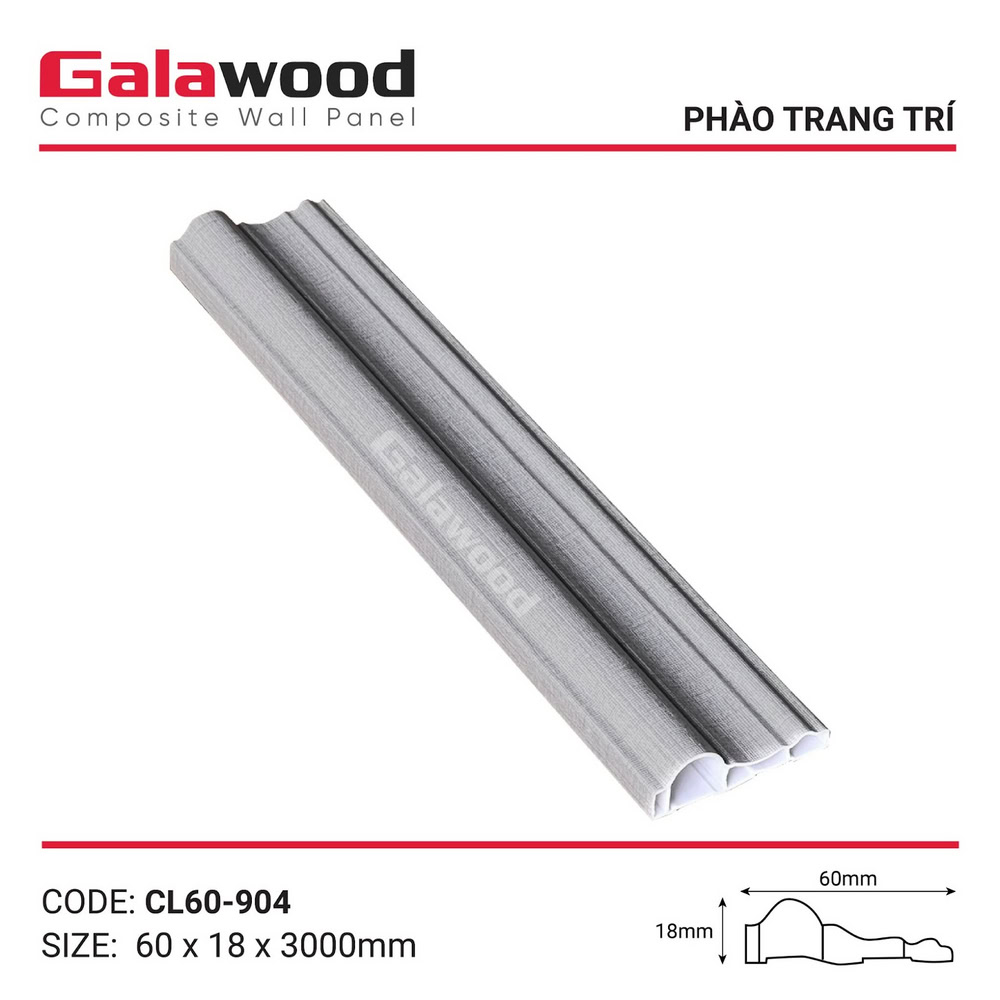 Phào chỉ nhựa trang trí CL60-904 vân vải xám