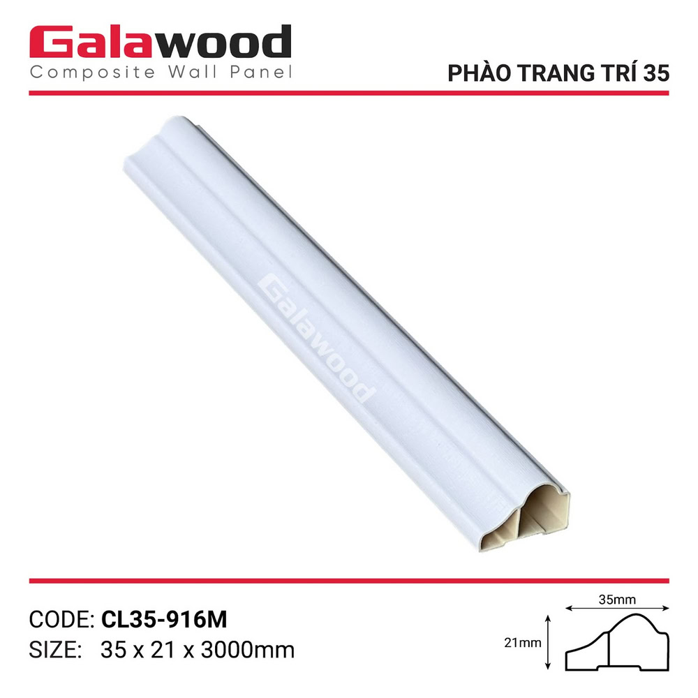 Phụ kiện phào chỉ lệch CL35-916M trắng vân giấy