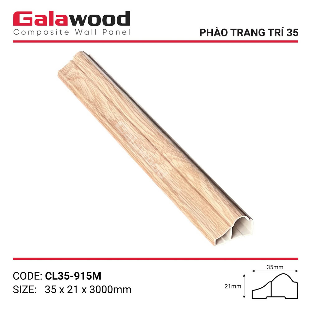 Phụ kiện phào chỉ lệch trang trí mã CL35-915M màu vàng sồi