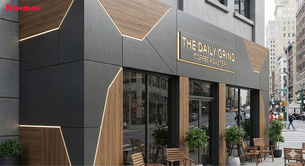 Tấm Alu ốp mặt tiền quán cà phê