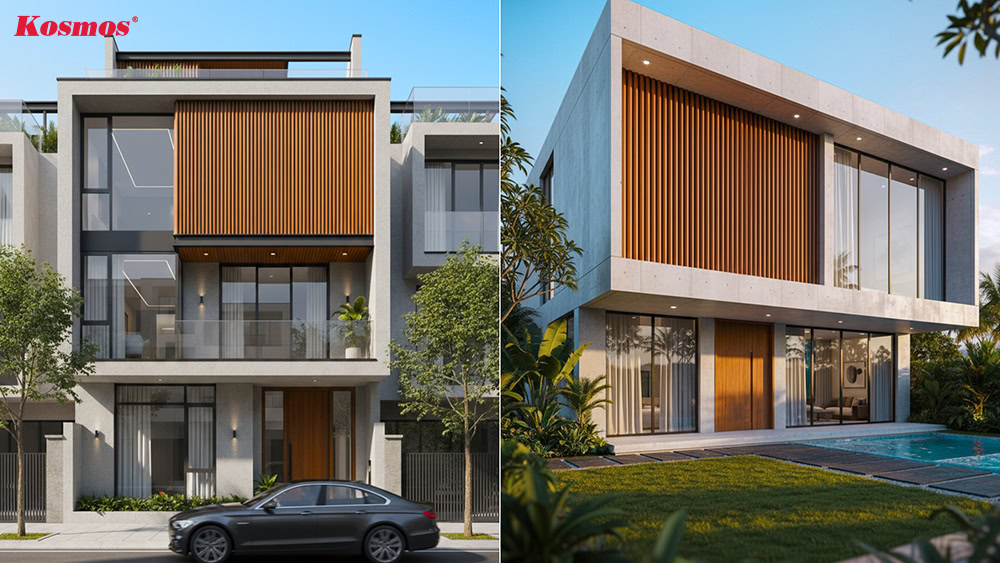 Tấm lam sóng tròn ASA ốp vách trang trí mặt tiền