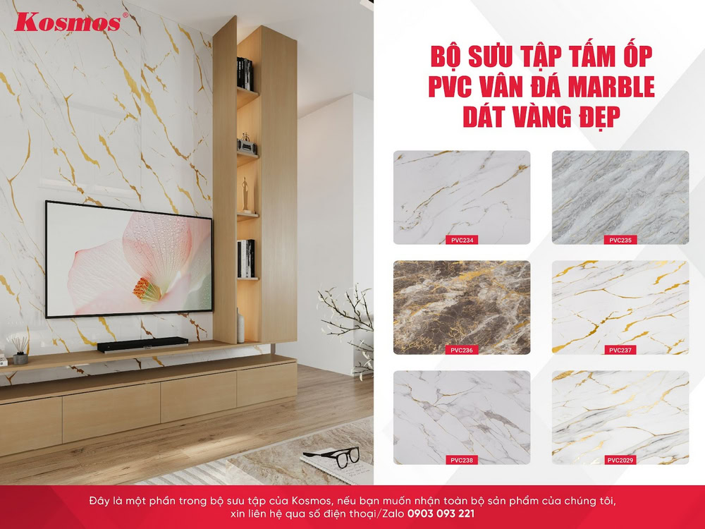 Tấm nhựa PVC vân đá tái hiện vẻ đẹp của đá thật