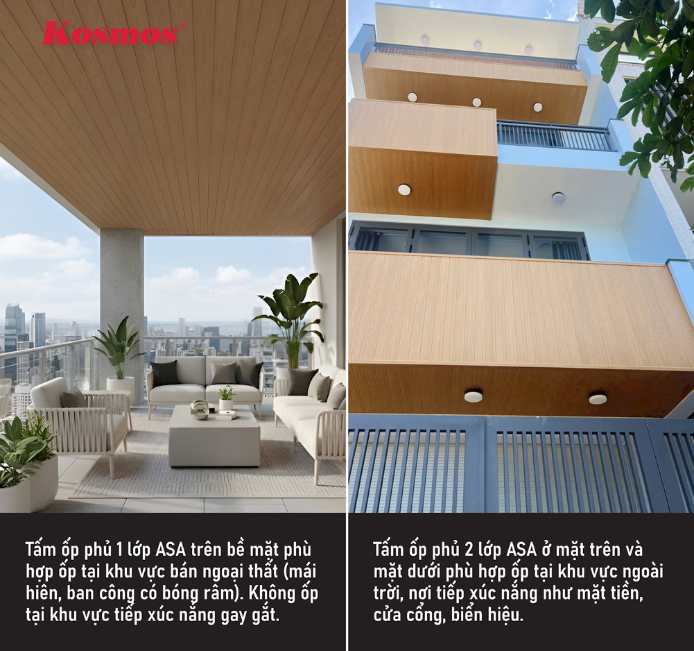 Tấm ốp ASA 1 lớp và 2 lớp có khu vực ứng dụng khác nhau