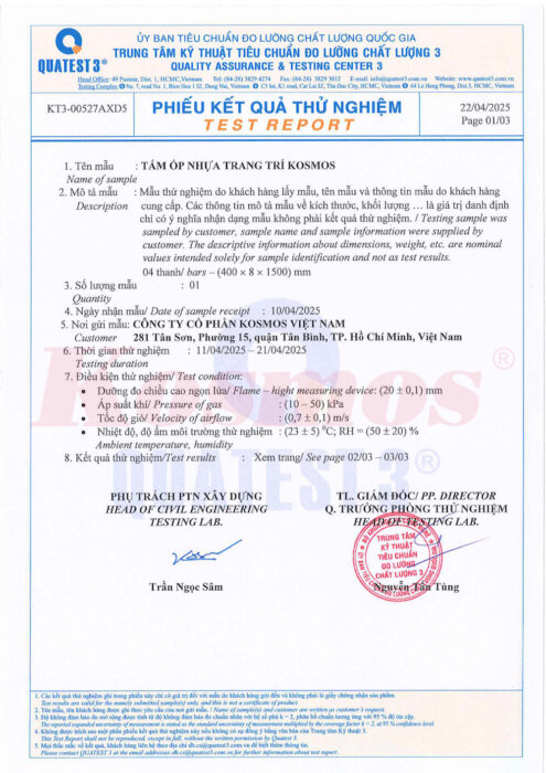 Panno miray Kosmos Nano yo te resevwa sètifikasyon Quatest 3.
