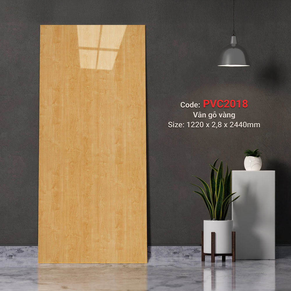 Tấm ốp nhựa giả gỗ PVC vân gỗ vàng