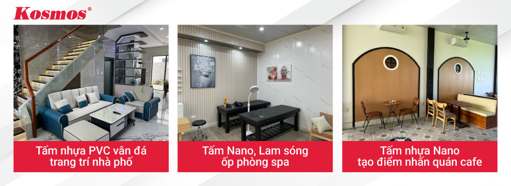 Tấm ốp nhựa trang trí nhà phố, spa, quán cafe