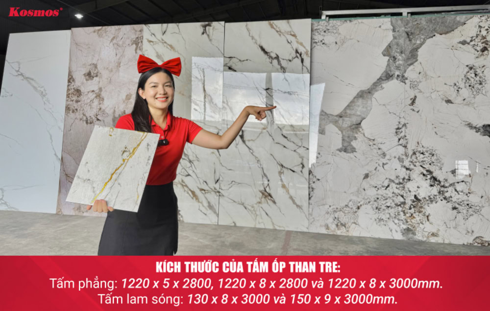 Tấm ốp than tre có kích thước đa dạng, ứng dụng được nhiều hạng mục