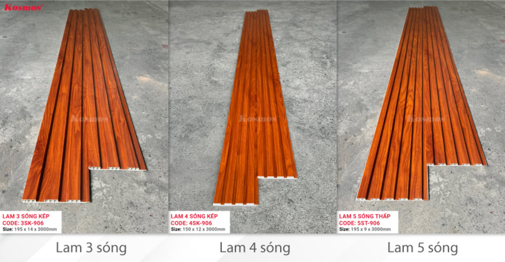 Tấm trần nhựa dài dạng gợn sóng bề mặt