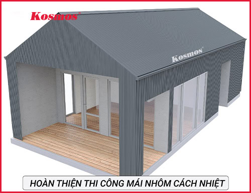 Hướng dẫn thi công mái nhôm cách nhiệt chữ V (mái có nóc)