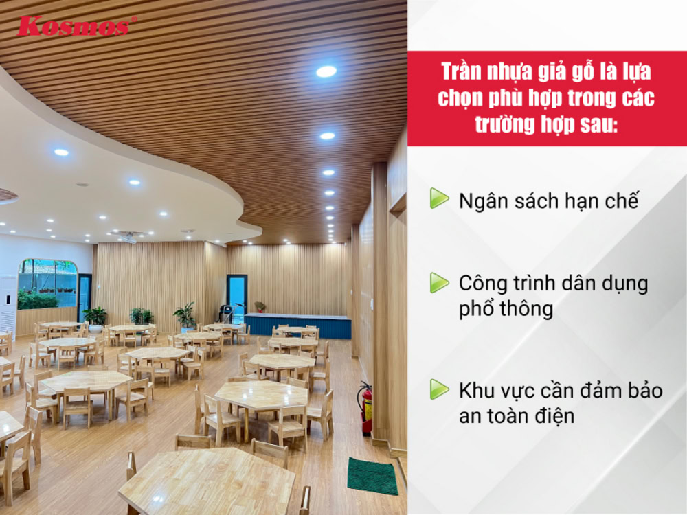 Trần nhựa giả gỗ cho trường mẫu giáo